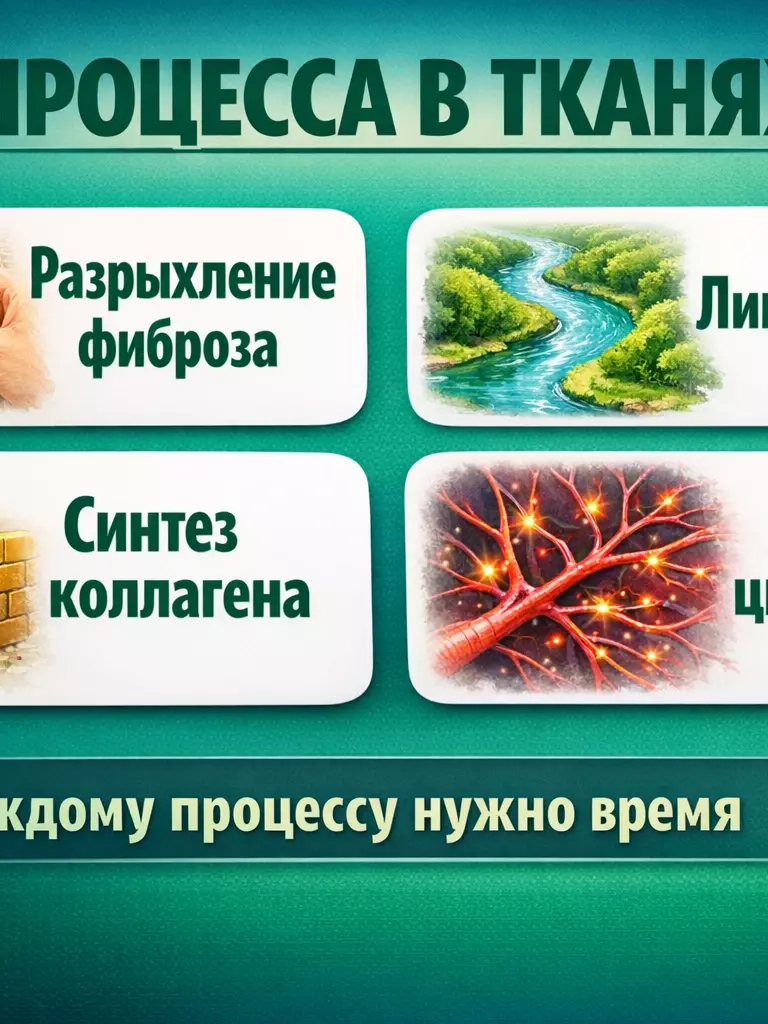 Разрыхление фиброза, лимфодренаж и синтез коллагена после Эндосферы