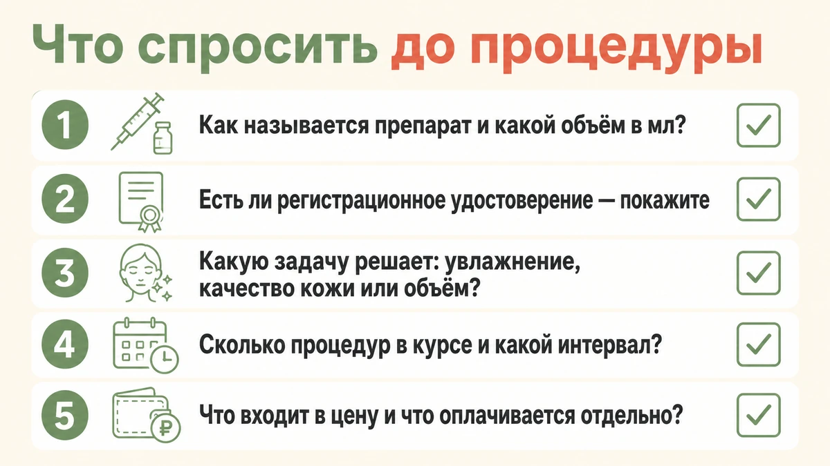 Чек-лист: что спросить у врача перед инъекциями гиалуроновой кислоты