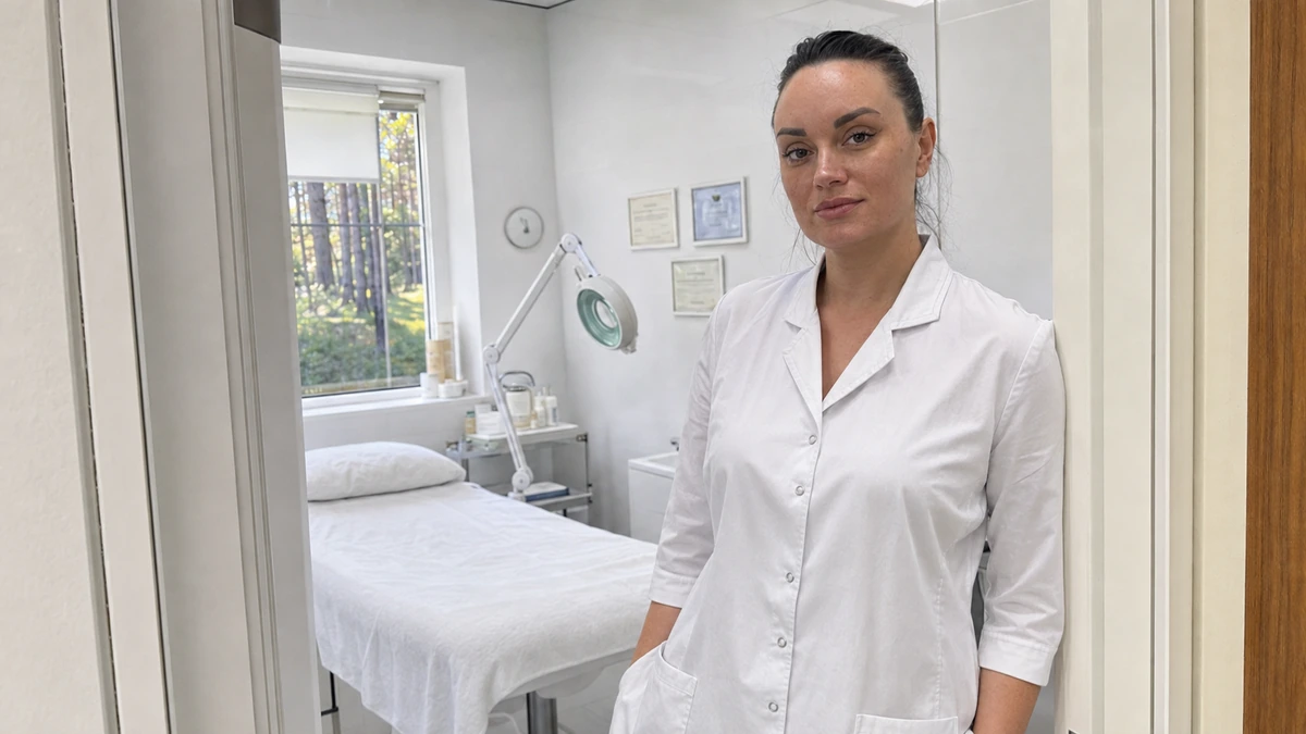 Врач-косметолог Шолоухова Т. в дверях процедурного кабинета