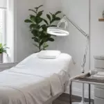 Кабинет косметолога с кушеткой и лампой-лупой перед процедурой ботулинотерапии