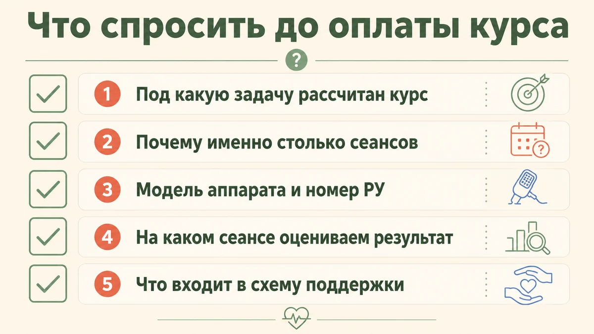 Чек-лист проверки клиники и аппарата перед покупкой курса Эндосферы