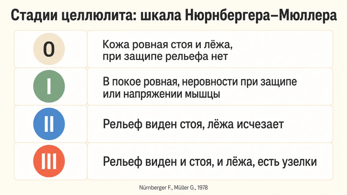 Шкала стадий целлюлита от 0 до III: признаки каждой степени